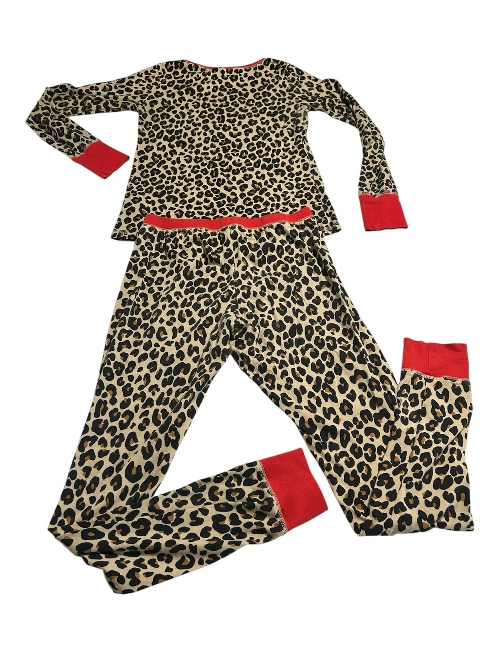 Nordstrom Women’s Small Leopard Print Pajama Set Red Trim